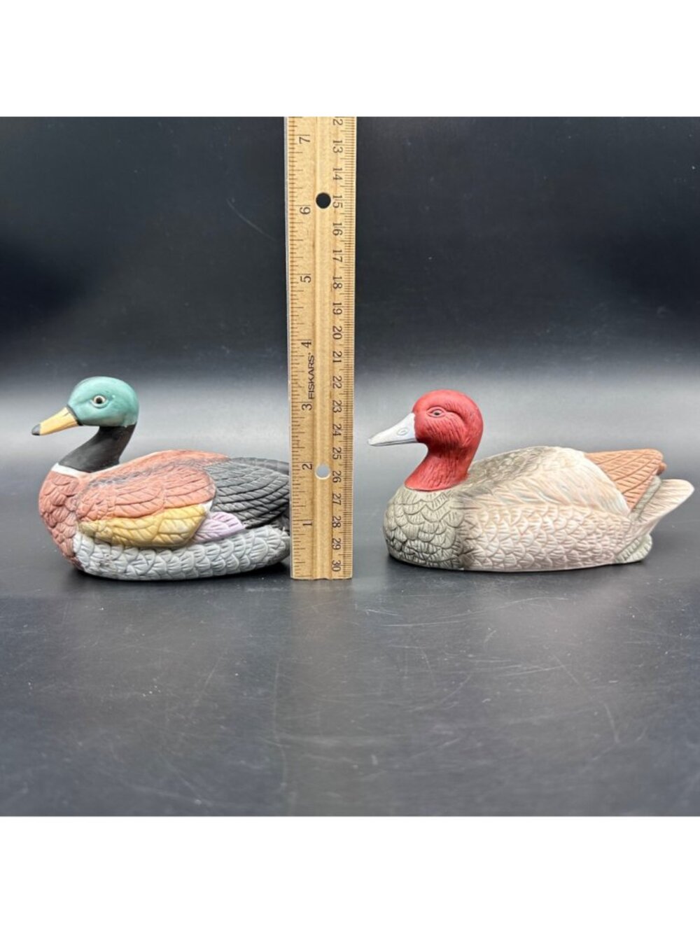 Vintage Duck Figurines Mallard Redhead Pair of Birds Ceramic Retro Cabin Lodge - Picture 8 of 9